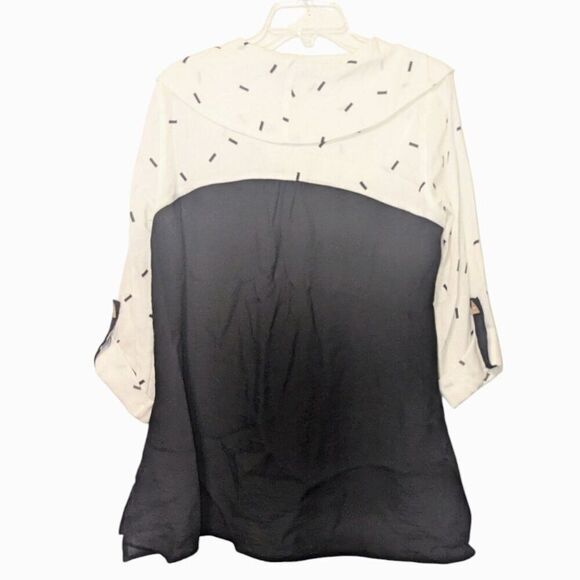 Ali Miles Womens M Black & White Geometric Pattern Tunic Top Rayon/Nylon Blend - Picture 2 of 11